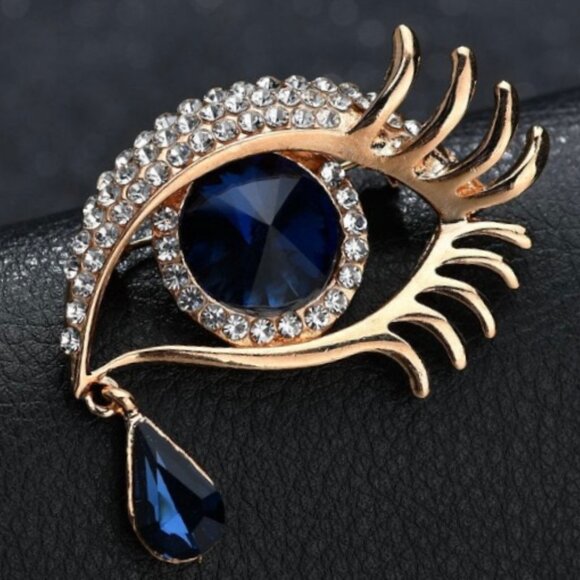 🔥2/$20 Evil Eye Brooch Rhinestone Evil Eye Pin Dali's Eye Pin Dali's Eye Brooch - Picture 3 of 4